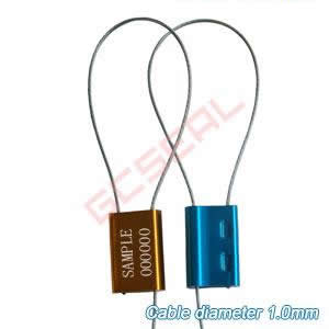 - Galvanized cable seal.
- One piece adjustable length cable.
- Zinc alloy locking mechanism.